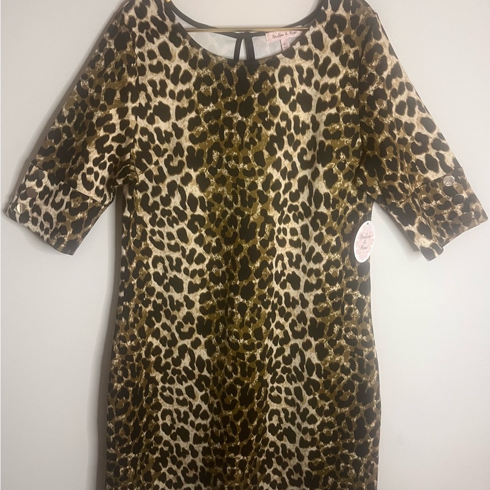 Leopard Print Midi Dress Sz XL